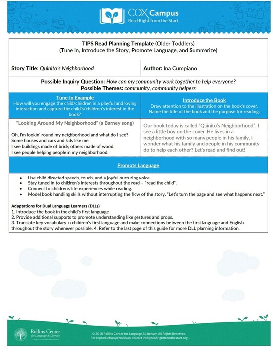 Quinito's Neighborhood/El Vecindario de Quinito TIPS guide (Older